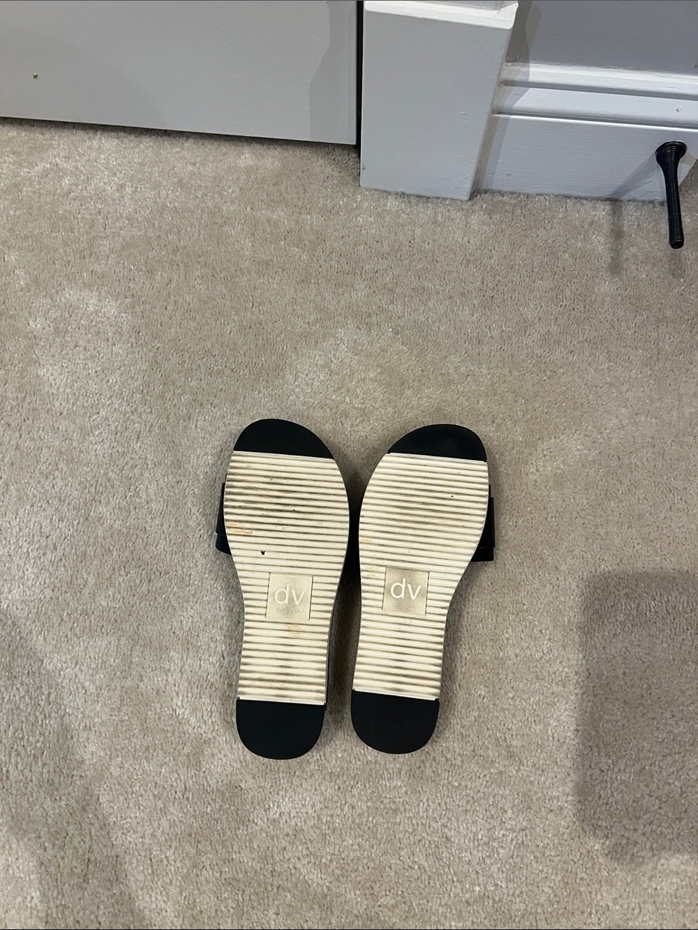 DV by Dolce Vita Black Slide Sandals with Tortoise Buckle Accent - Picture 2 of 2
